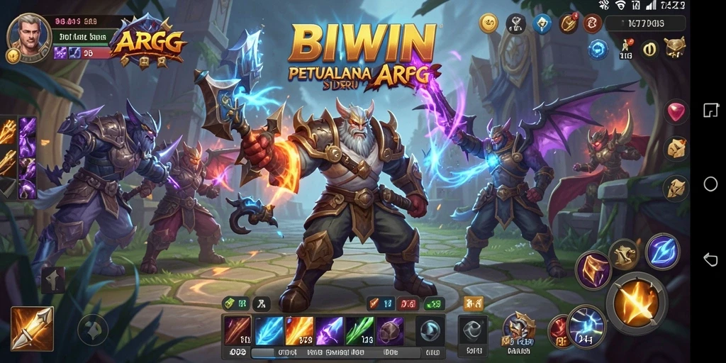 Tangkapan layar utama BIWIN menunjukkan aksi pertarungan yang mendebarkan dalam dunia ARPG.