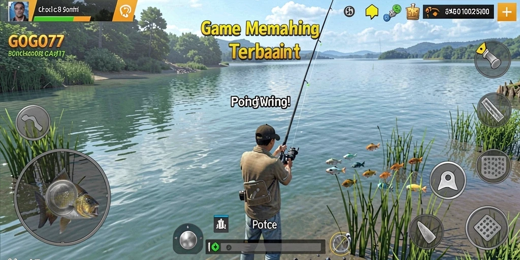Tampilan gameplay GOGO77 yang realistis saat memancing.