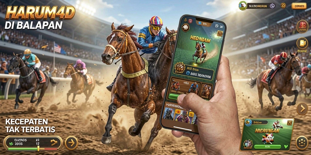 Tampilan gameplay seru di HARUM4D menunjukkan aksi balap yang mendebarkan.