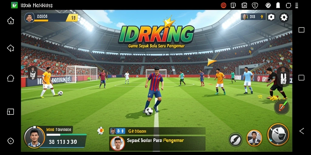 Gameplay seru dalam IDRKING dengan aksi sepak bola nyata.