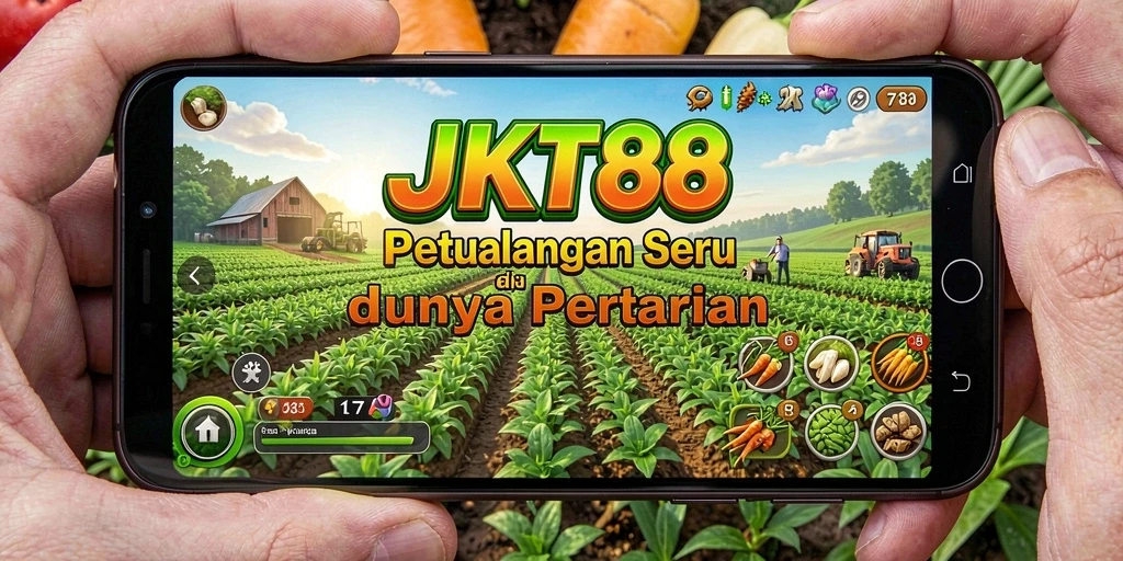 Tampilan permainan JKT88 dengan lahan pertanian yang luas dan berwarna-warni.