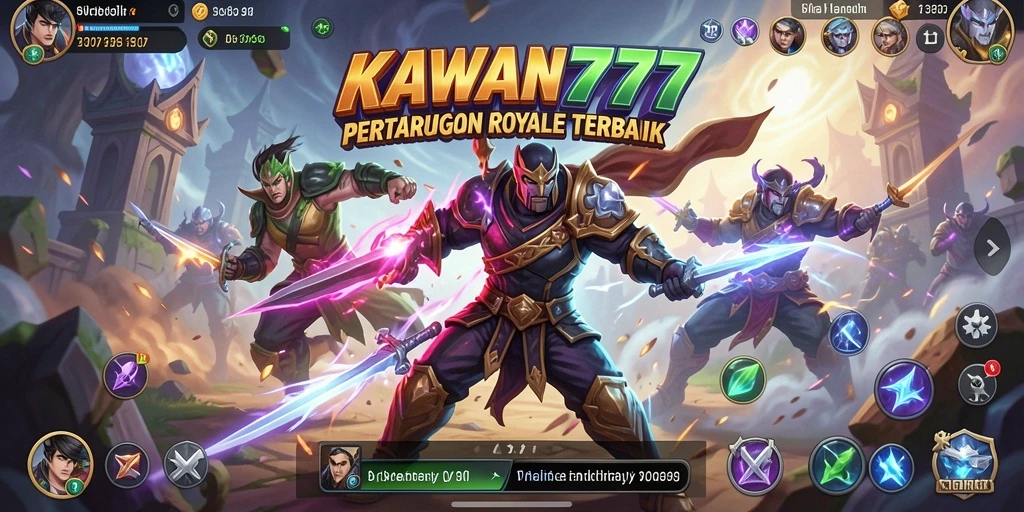 Gameplay seru di KAWAN777 saat bertarung di arena Battle Royale.