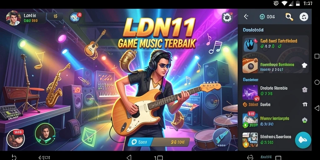Screenshot gameplay LDN11 menampilkan pemain menikmati permainan musik.