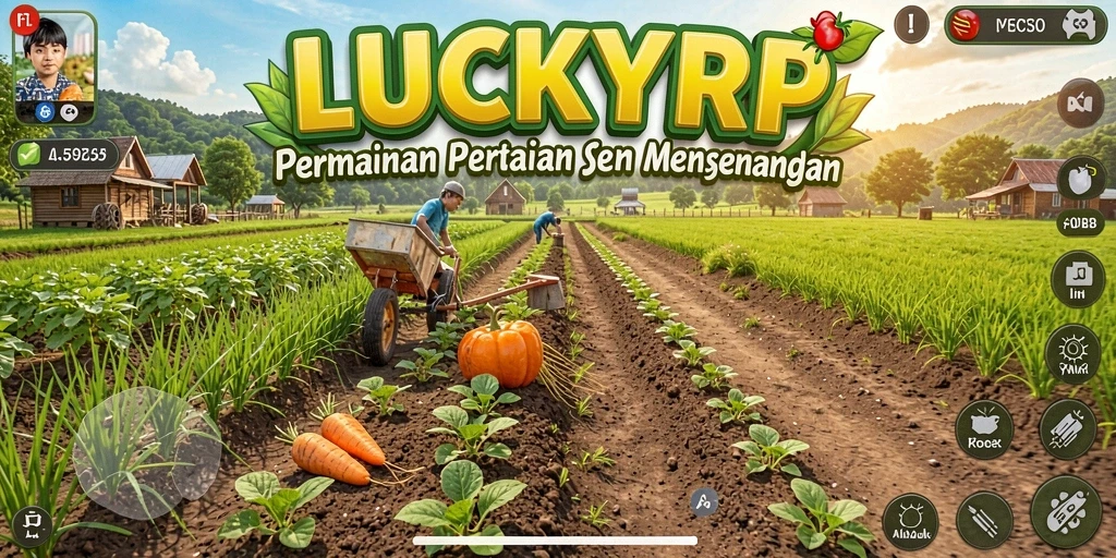 Screenshot gameplay LUCKYRP menampilkan ladang yang subur dan ramah.