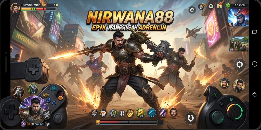Tampilan gameplay NIRWANA88 dengan aksi pertarungan yang intens.