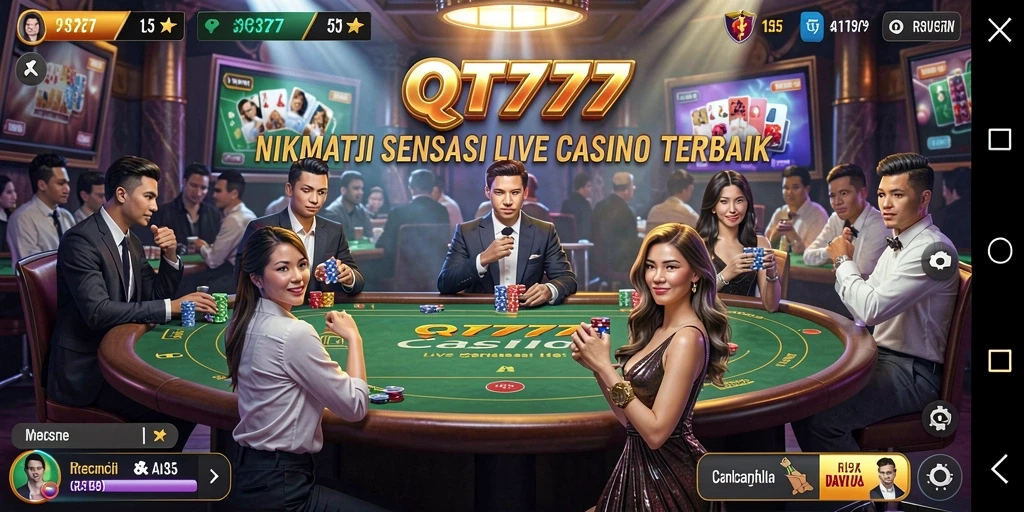 Screenshot gameplay Live Casino QT777 menampilkan dealer profesional dan momen mendebarkan.
