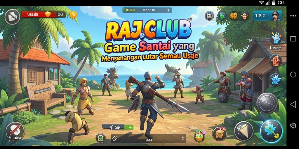 Tampilan gameplay RAJACLUB yang ceria dan penuh warna.