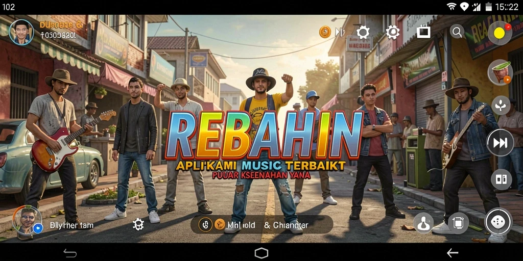 Tampilan antarmuka aplikasi REBAHIN yang penuh warna dan menarik.